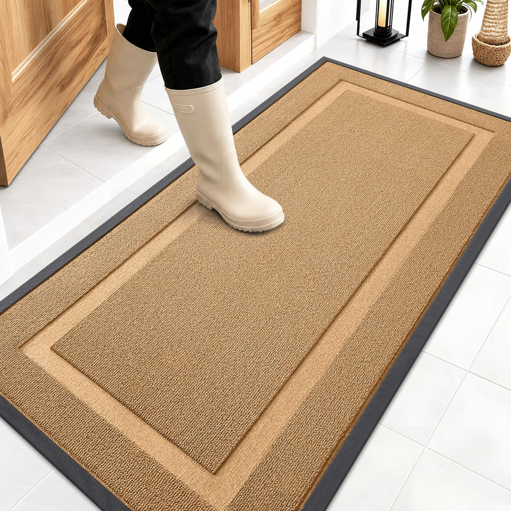 OLANLY Front Door Mat Outside 47x23, All-Season Heavy-Duty Rubber Doormat