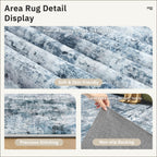 Soalmost 10x14 Area Rugs for Living Room Washable Rug Abstract Blue/Grey