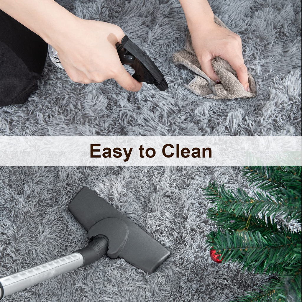 TWINNIS Super Soft Shaggy Rugs Fluffy Carpets 9x12 Feet, Indoor Modern Plush Area Rugs for Living Room Bedroom Kids Room Nursery Home Decor, Upgrade Anti-Skid Rectangular Fuzzy Rug, Grey