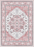 OPPODREAM Soft 8x10 Area Rugs, Washable Rugs 8x10 with Non Slip Backing, Faux Cashmere Low-Pile 8 x 10 Carpet, Pink & Cream