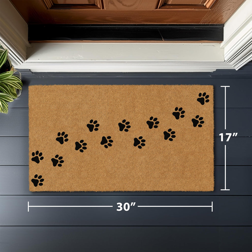 Barnyard Designs Natural Coco Coir Non-Slip Doormat (17x30, Paws)