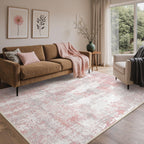 BEIMO Area Rugs 9x12 for Living Room, Pink Grey Washable Abstract Non Slip