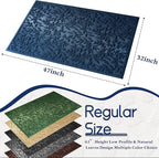 Blue Leaves Outdoor Indoor Entrance Door mat, Absorbent Durable Heavy Duty Welcome Front Door Mat,Thick Natural Rubber Back,Easy Clean Entryway Mat 47x32 Inch, Low Profile