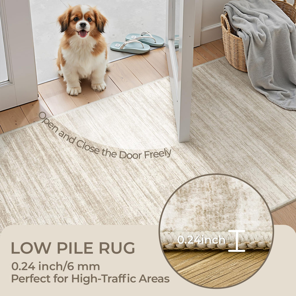 Restydon 2x12 Runner Rug Non Slip,Washable Hallway Runner Rug,Brown