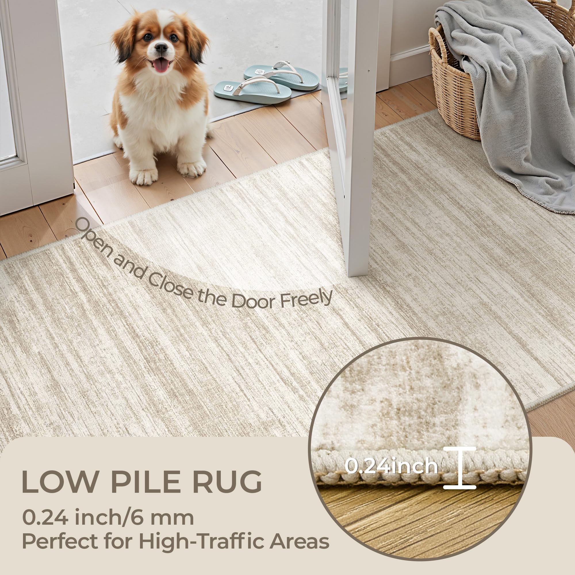 Restydon 2x12 Runner Rug Non Slip,Washable Hallway Runner Rug,Brown
