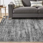 UERMEI 10x14 Area Rug Living Room Rugs - Washable Neutral Modern Abstract Soft Thin Rug Indoor Floor No Slip Rug Carpet for Bedroom Under Dining Table Home Office Decor - Dark Gray