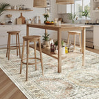 Soalmost 9x12 Area Rugs for Living Room Washable Rug Non-Slip Brown/Pink