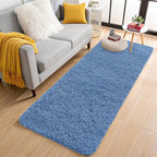 OLANLY 2x4 Machine Washable Runner Rugs for Hallway, Soft Fluffy Shaggy Bedside Rugs for Bedroom, Living Room, Indoor Floor Carpet for Kids Girls and Boys, Home Decor Aesthetic, Blue