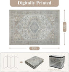 Machine Washable Area Rugs 9x12 Living Room Retro Rugs- Ultra Soft Low Pile Large Rugs for Bedroom,Dining Room,Non Slip Vintage Accent Carpet for Farmhouse Home Office- Family & Pet Friendly
