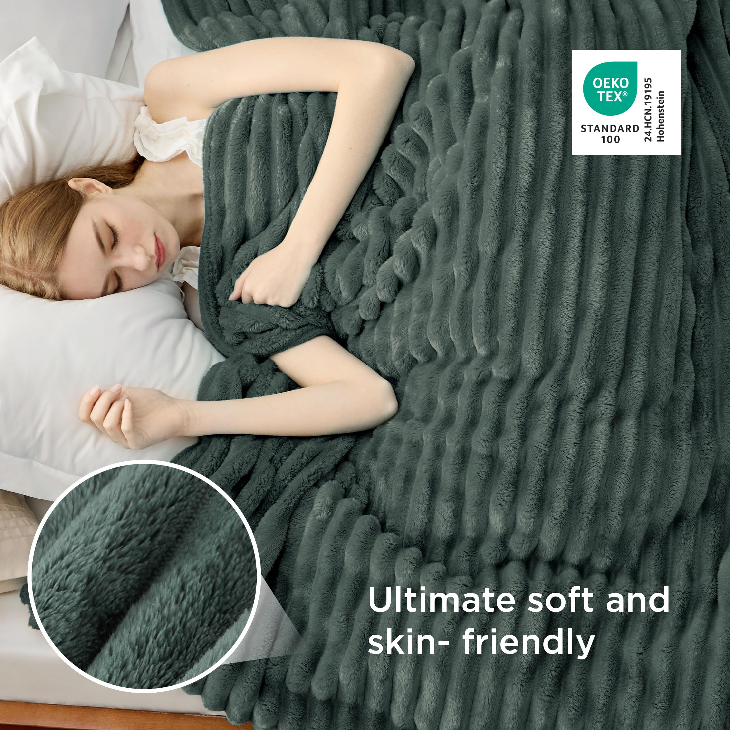 Bedsure Soft King Size Blankets for Bed Mallard Green 108"x90"