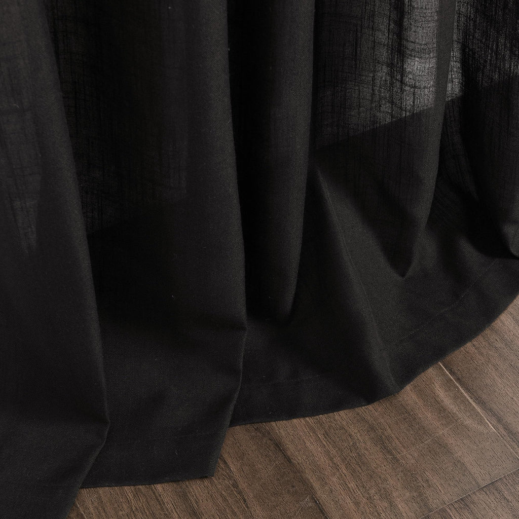 Vintage Black Linen Curtains 108 Inches Long for Living Room Light Filtering Semi Sheer Curtain Back Tab Floor to Ceiling High Window Gothic Vintage Decor Drapes for Bedroom Office 52x108,2 Panels