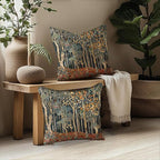 BUJSP Rustic Autumn Forest Pillow Covers 18x18 Set of 2, Fall Home Room Decor, Vintage Botanical Nature William Morris Inspired Decorative Throw Pillow Covers for Home Bedroom Living Room
