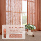 LAMIT 54 Inch Semi Sheer Window Linen Curtains, Light Filtering Panels