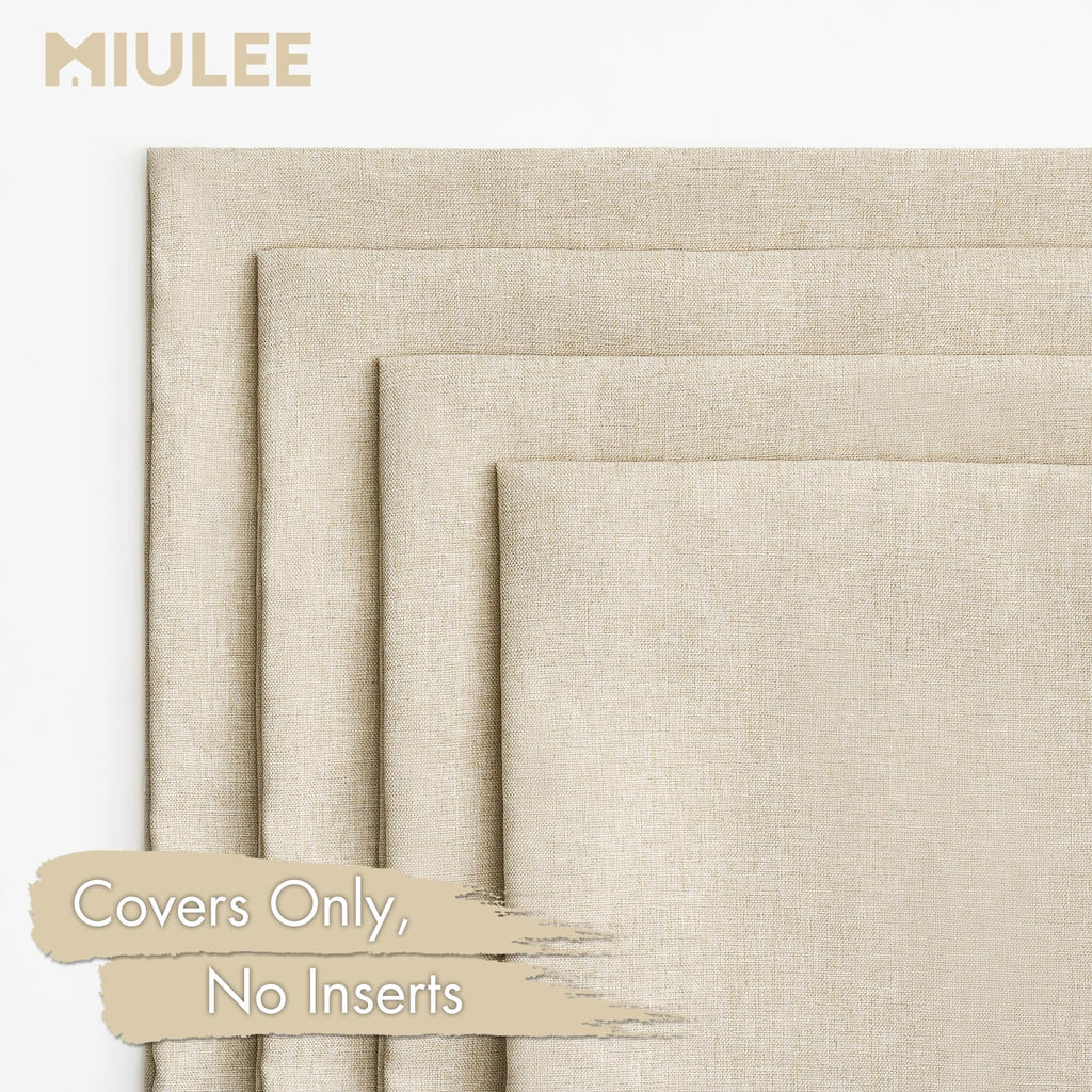 MIULEE Pack of 4 Decorative Outdoor Throw Pillow Covers Linen Waterproof Pillow Covers Summer Farmhouse Cushion Cases for Patio Garden Tent Balcony Couch Sofa 16x16 Inch Beige