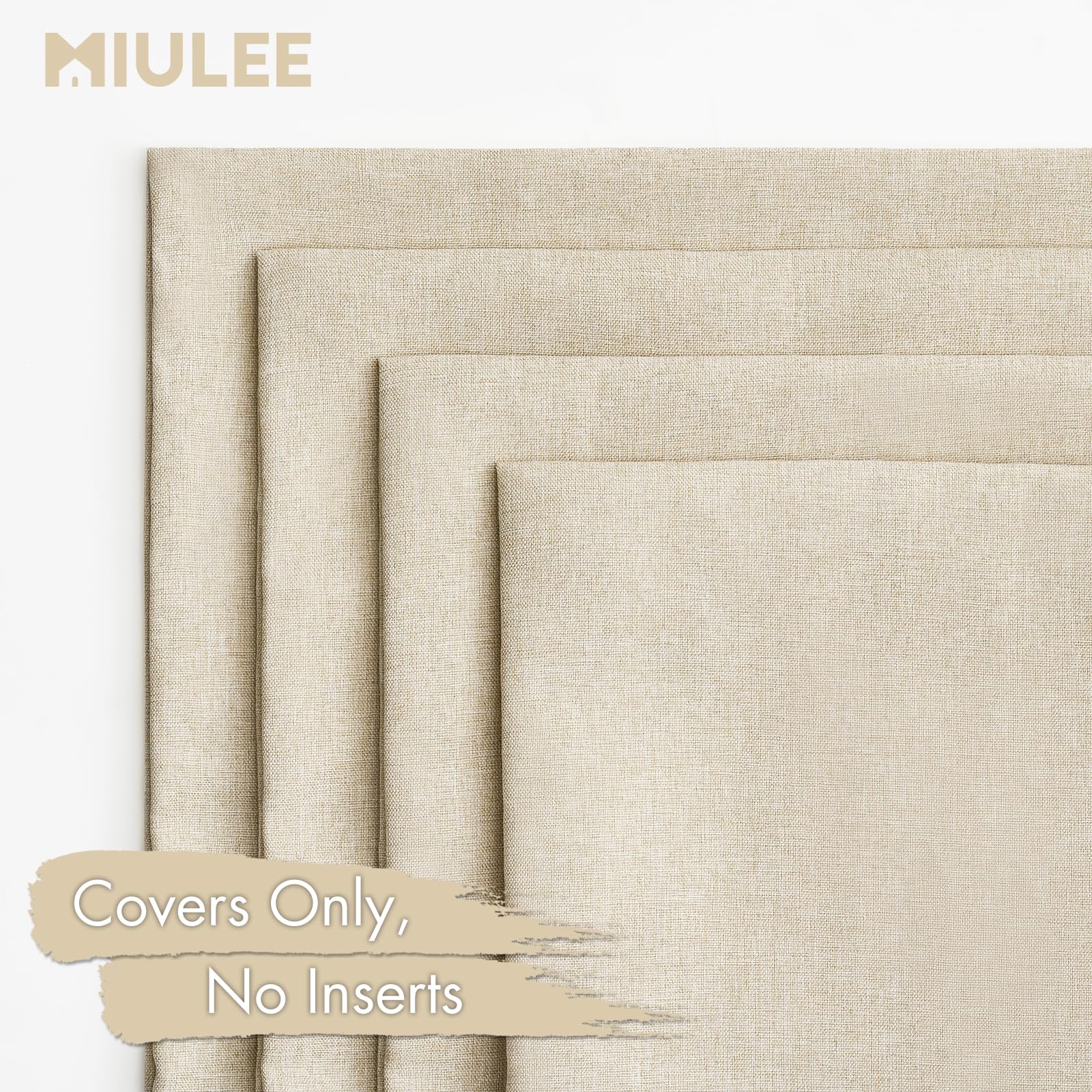 MIULEE Pack of 4 Decorative Outdoor Throw Pillow Covers Linen Waterproof Pillow Covers Summer Farmhouse Cushion Cases for Patio Garden Tent Balcony Couch Sofa 16x16 Inch Beige