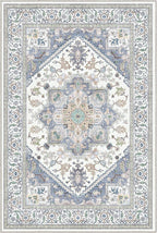 OPPODREAM Soft Area Rugs 5x7, 5x7 Washable Rug with Non Slip Backing, 5 x 7 Faux Cashmere Low-Pile Carpet, Purple & Green & Cream