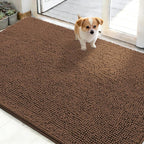 OLANLY Dog Door Mat for Muddy Paws 50x30, Absorbs Moisture and Dirt, Absorbent Non-Slip Washable Doormat, Quick Dry Chenille Mud Mat for Dogs, Entry Indoor Entryway Carpet for Inside Floor, Mocha
