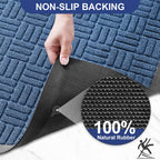Mibao Front Door Mat Outdoor Entrance, 36" x 24" Heavy Duty Welcome Mat for Outdoor and Indoor, Waterproof Dirt Trapper Doormat, Super Absorbent Indoor Entryway Mat for Patio & Porch - Blue