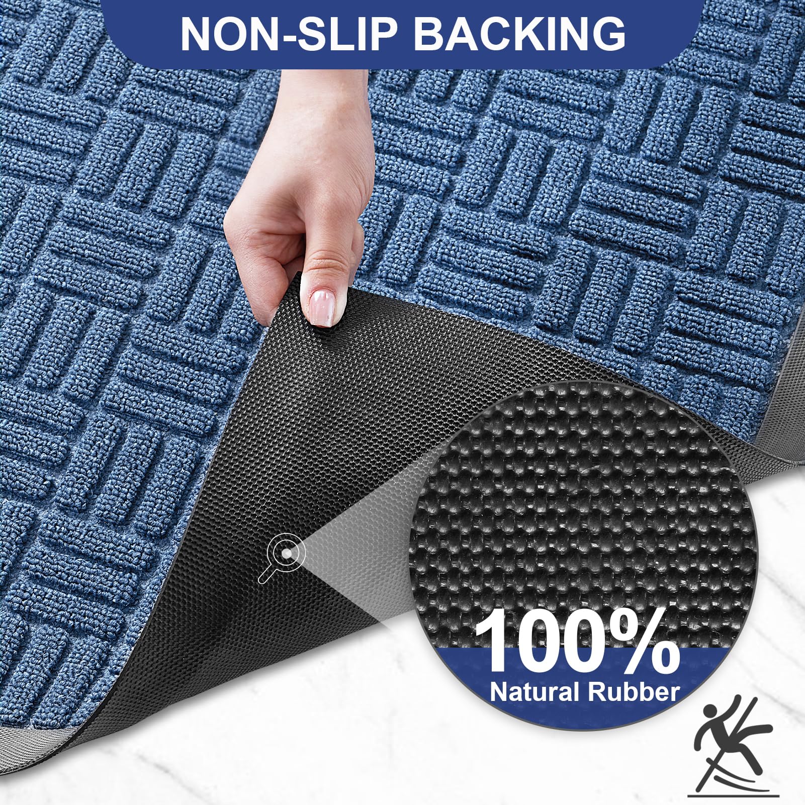 Mibao Front Door Mat Outdoor Entrance, 36" x 24" Heavy Duty Welcome Mat for Outdoor and Indoor, Waterproof Dirt Trapper Doormat, Super Absorbent Indoor Entryway Mat for Patio & Porch - Blue