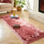 AMTOVO Faux Fur Rug, Blush Pink Ultra Soft Fluffy Shag Sheepskin Rug, 2 x 6 ft Runner Area Rugs for Bedroom Sofa Throw Cushion Room Decor, Rectangle