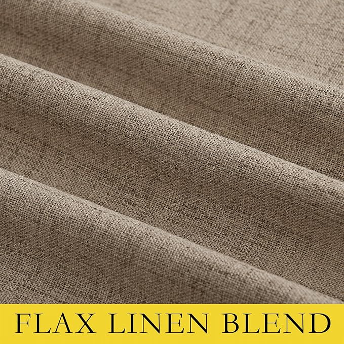 NICETOWN Burlap Vintage Open Linen Weave Flax Thermal Curtains, 100% Blackout Curtains 90" Long for Dining Room, Soundproof Window Treatment Drapes for Home Office, 62" Wide Per Panel, Set of 2