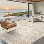 Soalmost Washable Area Rug 8x10 Large Soft Beige Rugs for Living Room