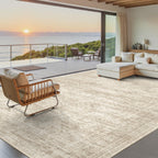 Soalmost 9x12 Area Rugs for Living Room Washable Rug Non-Slip Beige