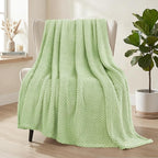 Whale Flotilla Extra Large Fuzzy Fleece Throw Blanket for Couch, 50x70 Inch Fluffy Warm Soft Jacquard Blankets for All Season, Lightweight and Cozy, Light Green