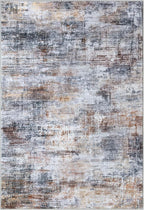 IOHOUZE Abstract Area Rug 4x6 Ft Washable Rugs for Entryway Indoor, Non Slip Small Living Room Rugs Printed Faux Wool Throw Rug, Floor Carpet for Kitchen Nursery Playroom, Orange Grey