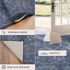 Non Slip Dark Blue 2x5 Runner Rug - Washable Small Throw Rugs for Kitchen, Entryway, Bathroom, Bedroom, Laundry Room, Hallway, Dusky Navy Vintage Oriental Décor