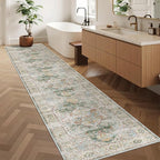 Madane Runner Rugs for Hallway 2x10 Long Washable Non-Slip Hallway Runner Rug Low-Pile Stair Kitchen Runner Soft Throw Carpet for Entrance Living Dining Laundry Room (Green, 2 x 10)