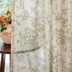 jinchan Linen Blend Floral Curtains for Living Room 96 Inch Length Farmhouse Printed Curtain Rod Pocket Back Tab Sage Green Peony Flower Patterned Drapes Bedroom Curtains Set 2 Panels