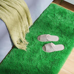 Amearea Shag Fluffy Runner Rug for Bedroom Girls Living Room, 2x6 Feet Extra Soft and Fuzzy Shaggy Rugs, Non Slip, Indoor Floor Long Carpet Mat for Boys Nursery Home Decor, Green