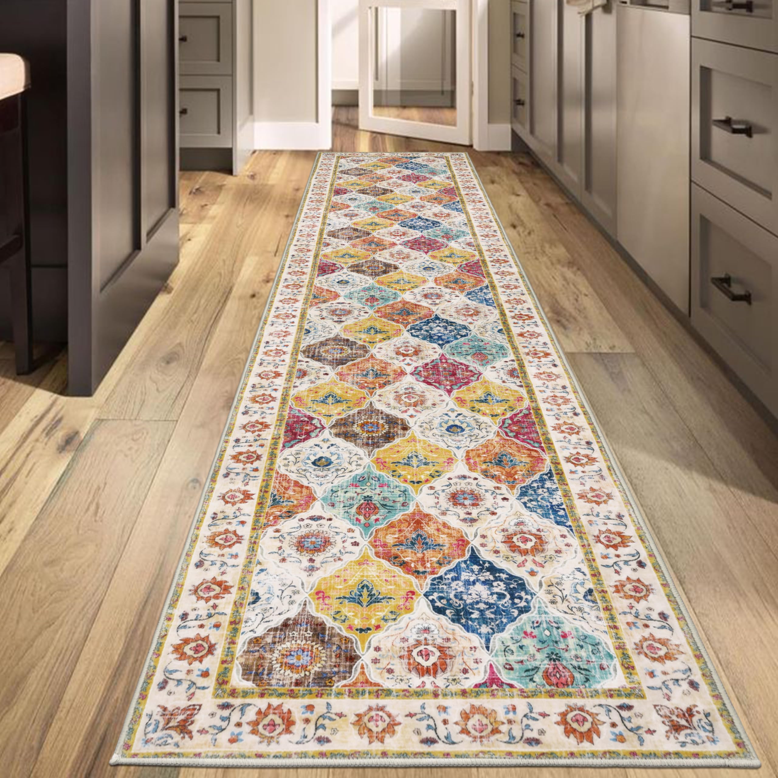 HEBE Hallway Runner Rug 2'x10', Washable Non Slip Kitchen Rug Runner