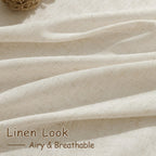 Nanspring Living Room Curtains 63 Inch Length Linen Birch Beige Luxury Light Filtering Semi Sheer Curtain Back Tab Modern Farmhouse Decor Elegant Coastal Drapes for Bedroom Office 52x63, 2 Panels