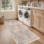 zesthome 2x6 Runner Rug for Hallways, Machine Washable Rug, Non Slip Vintage Low Pile Runners, Stain Resistant Runners for Entryway, Kitchen, Bathroom, Laundry Room, Corridor