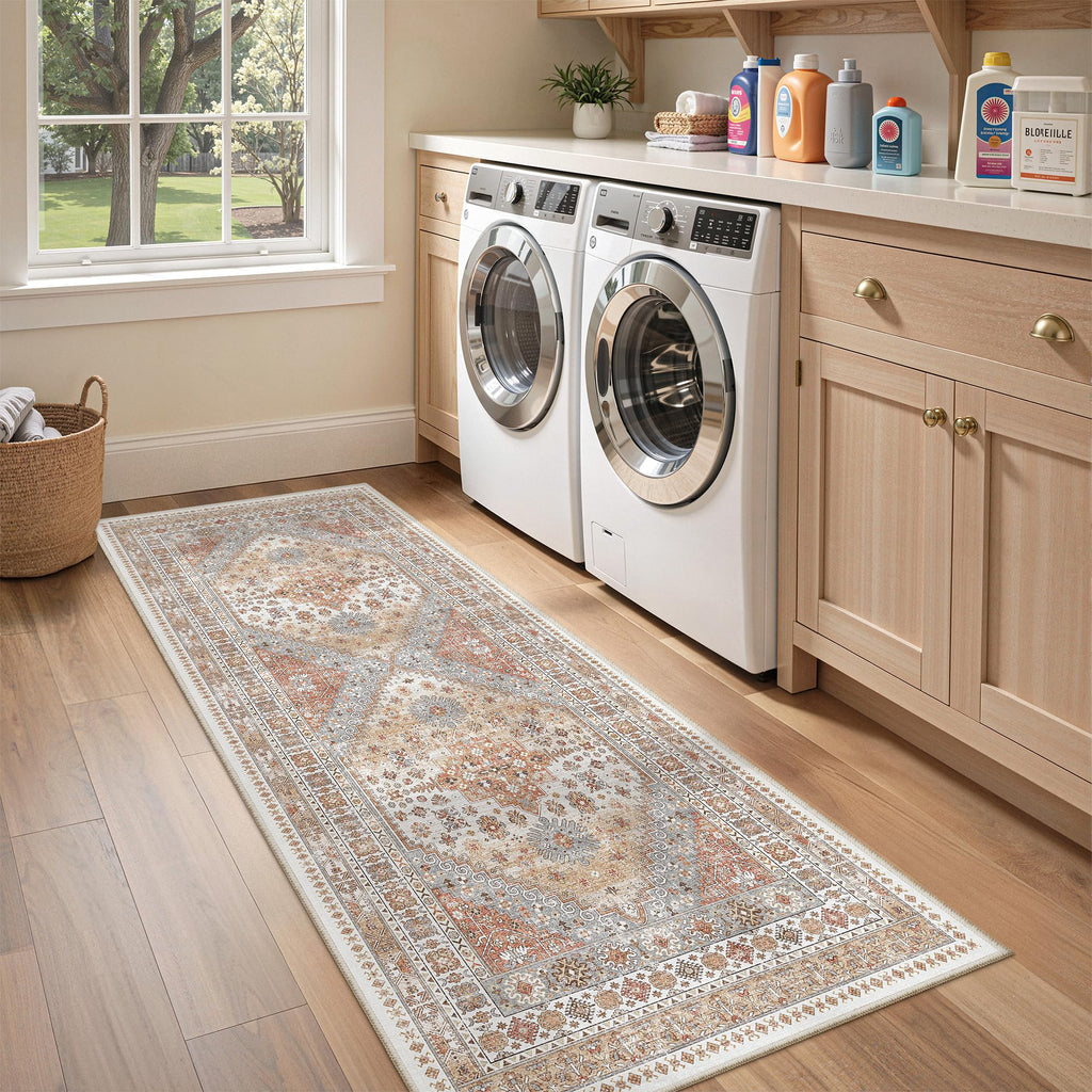 zesthome 2x6 Runner Rug Non Slip,Washable Hallway Runner Rug,Orange