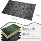 Grey Leaves Outdoor Indoor Entrance Doormats, Absorbent Durable Heavy Duty Welcome Front Door Mat,Thick Natural Rubber Back,Easy Clean Entryway Mat 17x30 Inch, Low Profile