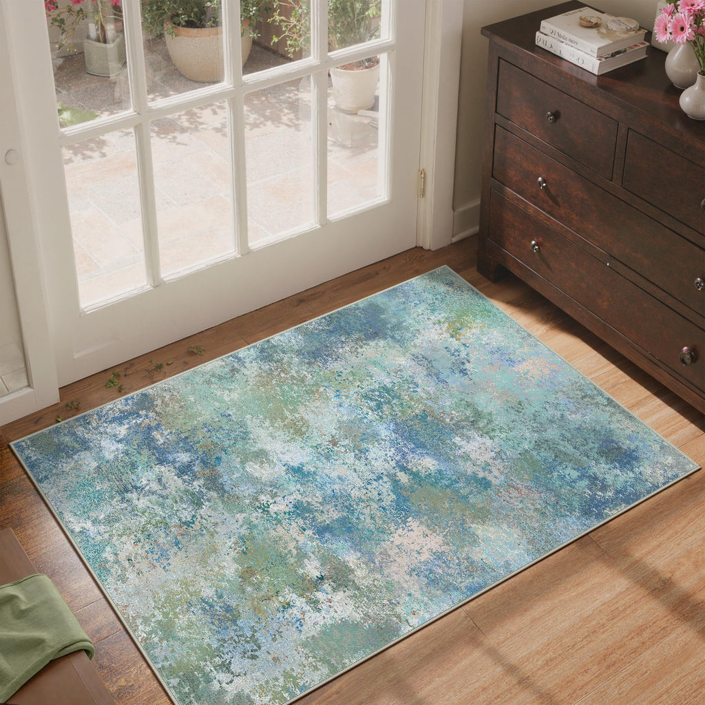 BEIMO 2x3 Area Rugs for Entryway, Blue Green Washable Abstract Rug