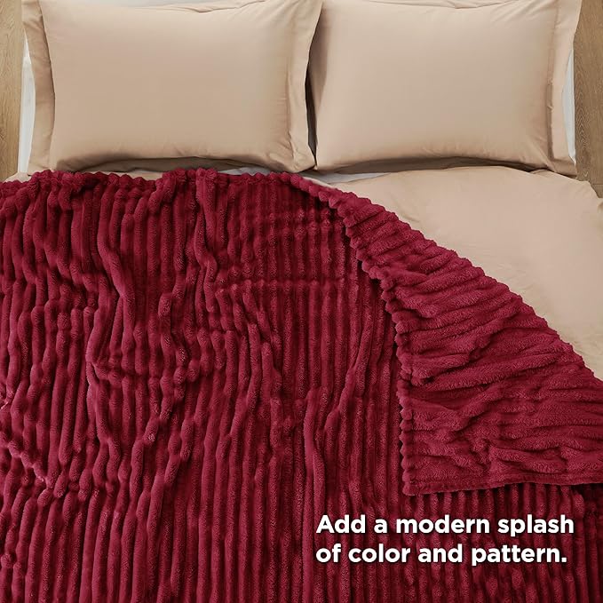 Bedsure GentleSoft Red Fleece Blanket for Couch - Cozy Soft Blankets for Women, Cute Small Throws for Girls, 108x90 Inches