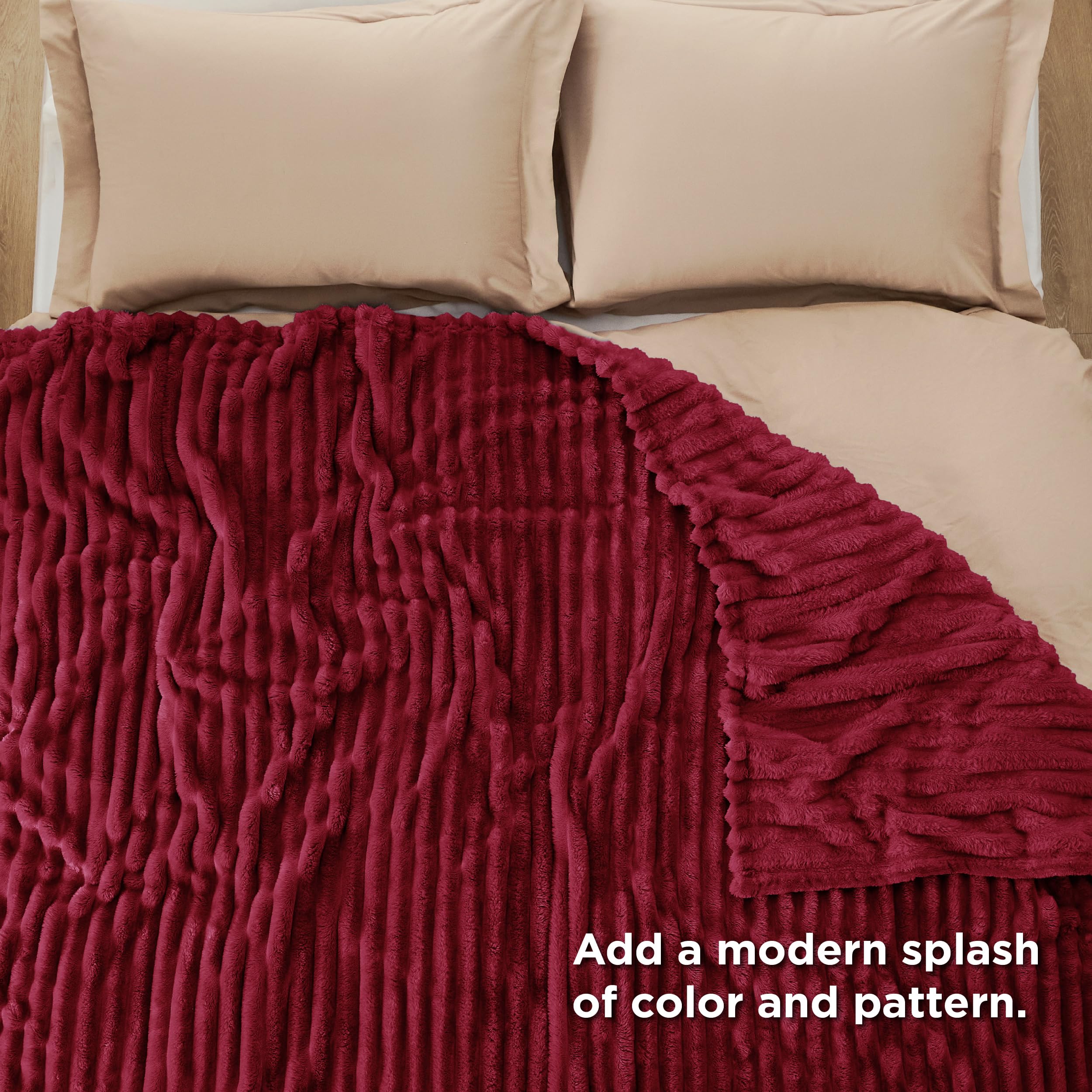 Bedsure Soft Cal Size Blanket for Bed Deep Red 102"x96"