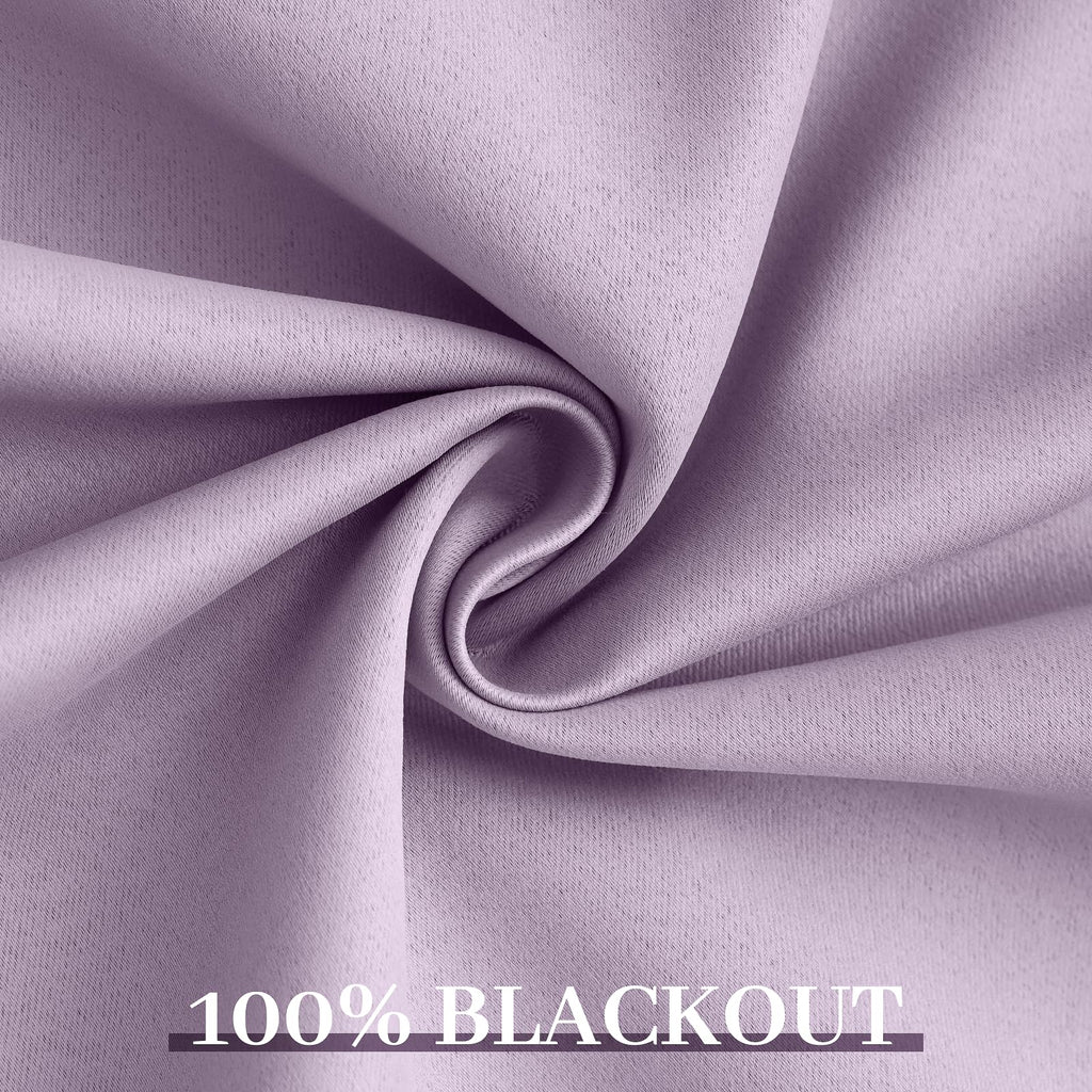 Yakamok 100% Blackout Curtains 52x84 inch Long Lilac Window Drapes-Bedroom