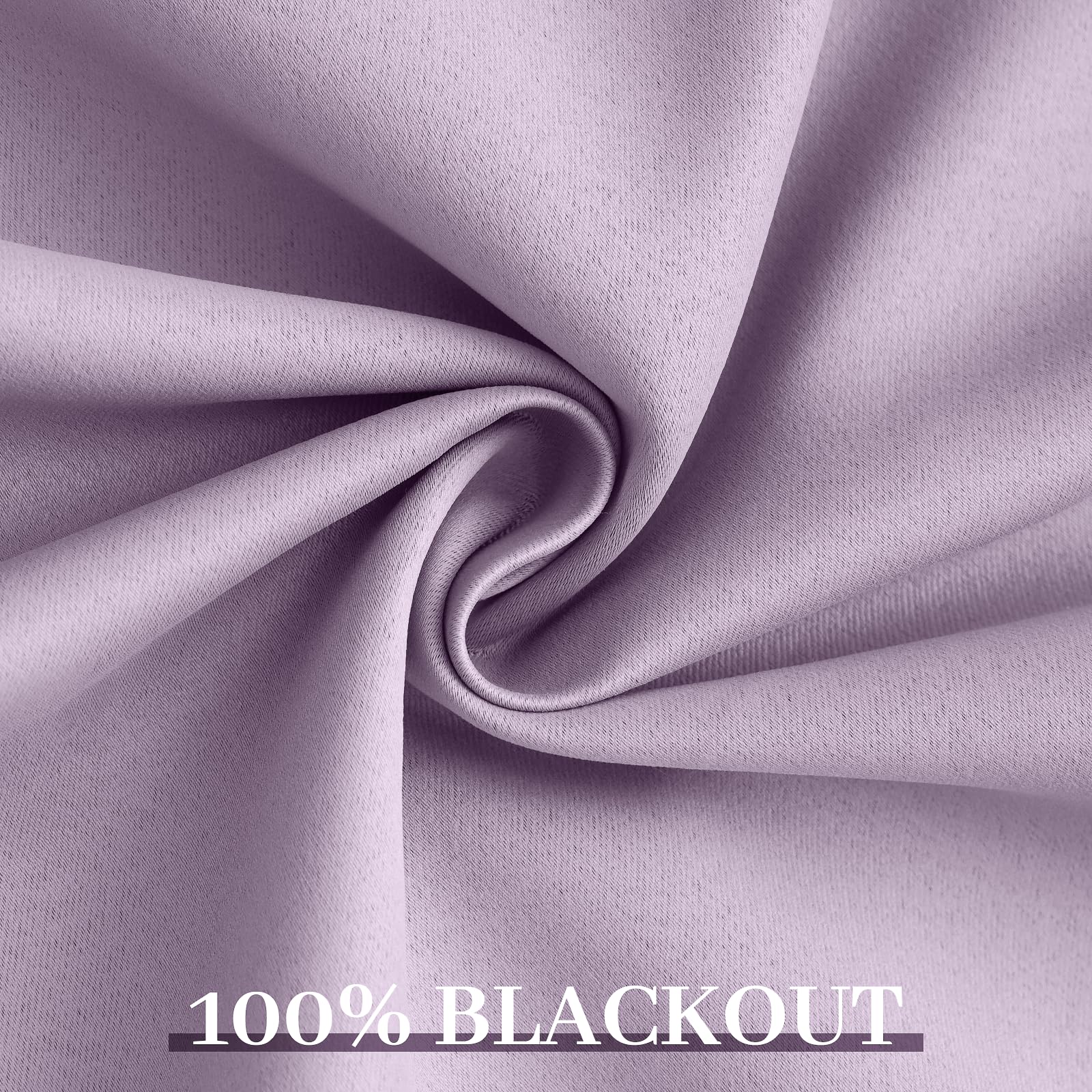 Yakamok 100% Blackout Curtains 52x84 inch Long Lilac Window Drapes-Bedroom