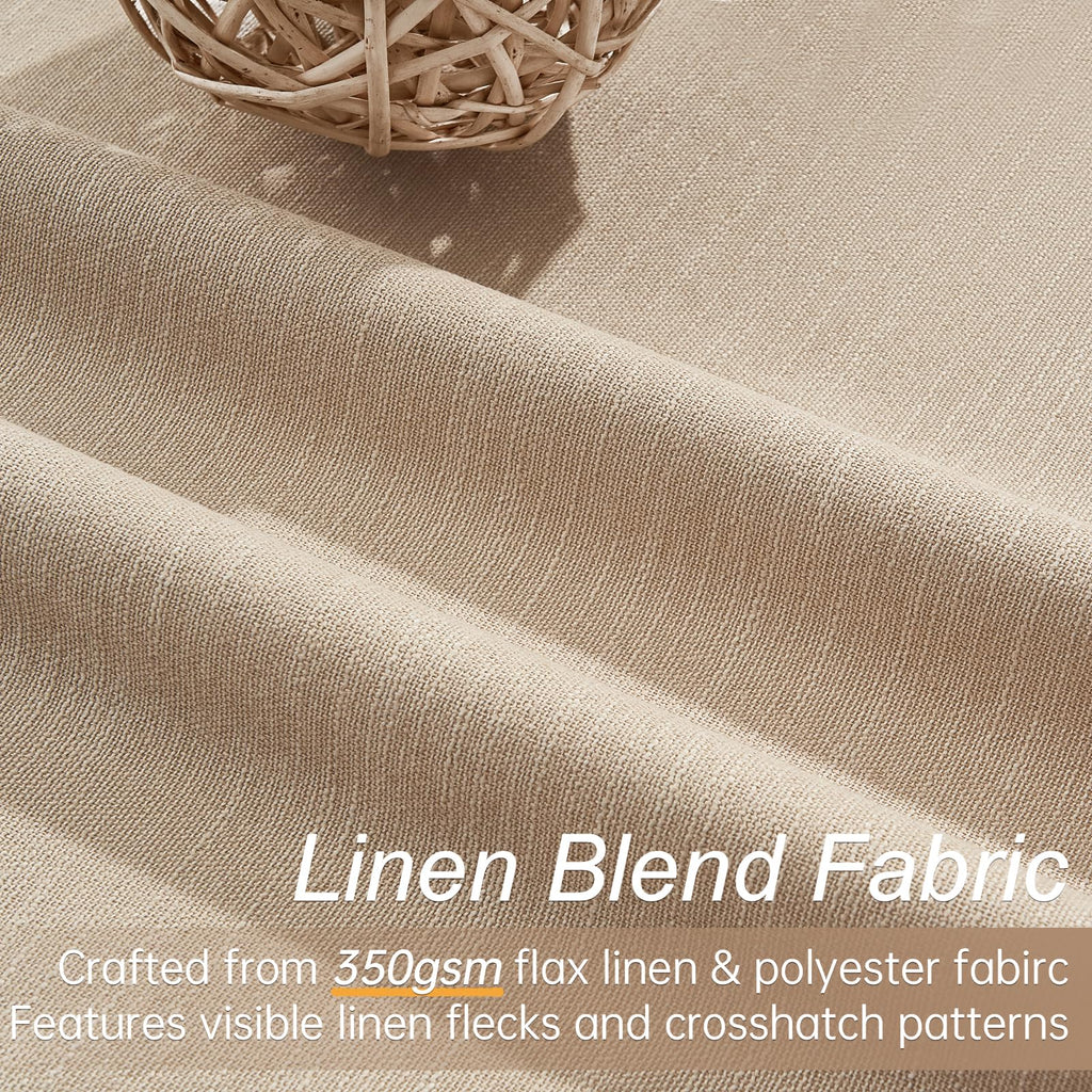 Topfinel 94 Inch Long Blackout Curtains for Bedroom Living Room Linen Textured Farmhouse Room Darkening/Thermal/Noise Reduction Window Treatment Drapes with Hooks 2 Panels, Camel Taupe