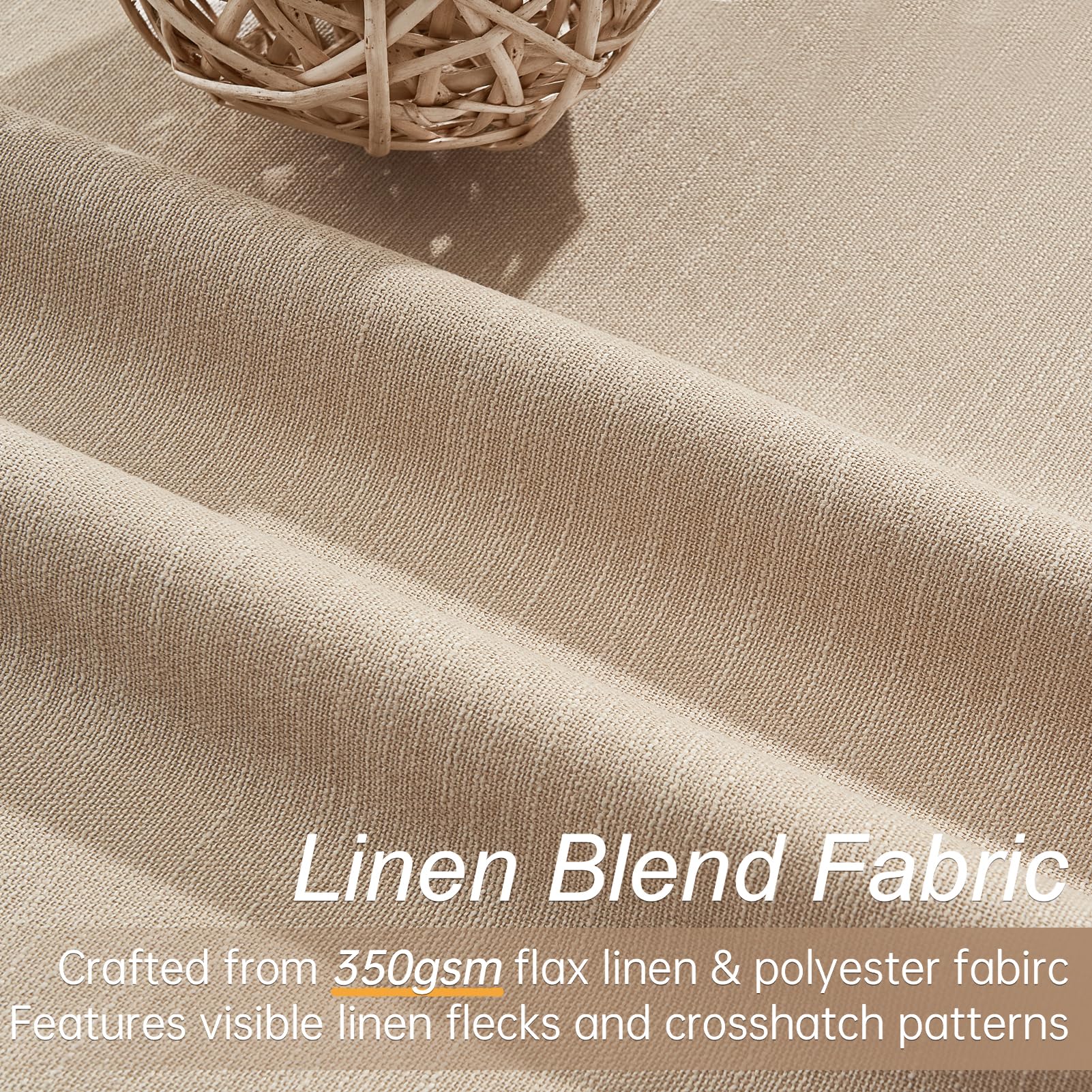 Topfinel 94 Inch Long Blackout Curtains for Bedroom Living Room Linen Textured Farmhouse Room Darkening/Thermal/Noise Reduction Window Treatment Drapes with Hooks 2 Panels, Camel Taupe
