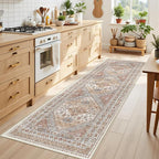 2x7 Runner Rug, Thin Entryway Non Slip Washable Rugs for Entryway, Runners for Hallways, Low Pile Vintage Soft Rugs for Living Room, Kitchen Bedroom Rug(Orange,2'x7')