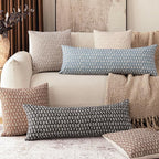 Foindtower Set of 2 Decorative Floral Body Lumbar Throw Pillow Covers Neutral Modern Farmhouse Cushion Covers Vintage Home Decor for Sofa Couch Chair Bedroom Living Room,14×36 Inch,Tan Taupe