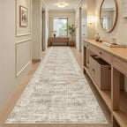 Runner Rug 3x12 Washable Non-Slip Hallway Runner Rugs for Kitchen Bathroom Laundry Room Brown Vintage Floor Carpet Runners for Hallways Entryway