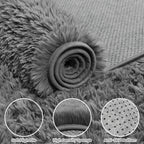 8x10 Fluffy Shag Area Rugs for Living Room Bedroom: Soft Carpet Light Gray