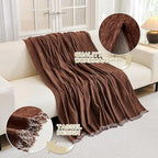 MYSKY HOME Couch Cover for Dogs Washable Couch Covers Couch Covers for Sofa Couch Cover 2 Cushion Sofa Non Slip Dogs Furniture Protector with Tassels Chenille Sofa Covers for Pets, 71"x102", Chocolate